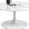 Stolik Kawowy Okrągły Biały Blat MDF Imitacja Marmuru Ø80 Cm*KARE Design