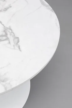 Stolik Kawowy Okrągły Biały Blat MDF Imitacja Marmuru Ø80 Cm*KARE Design
