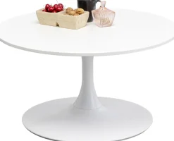 Stolik Kawowy Okrągły Biały MDF I Stal Ø80 Cm*KARE Design