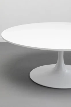 Stolik Kawowy Okrągły Biały MDF I Stal Ø110 Cm*KARE Design New
