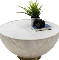 Stolik Kawowy Okrągły Biały Podstawa Złota Ø71 Cm*KARE Design Clearance