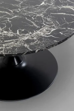 Stolik Kawowy Okrągły Czarny Blat MDF Imitacja Marmuru Ø80 Cm*KARE Design Outlet