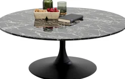 Stolik Kawowy Okrągły Czarny Blat MDF Imitacja Marmuru Ø110 Cm*KARE Design Online