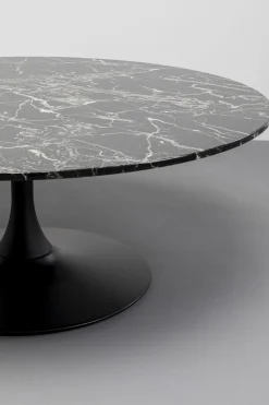 Stolik Kawowy Okrągły Czarny Blat MDF Imitacja Marmuru Ø110 Cm*KARE Design Online