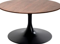 Stolik Kawowy Okrągły Kolor Orzech Podstawa Stalowa Czarna Ø80 Cm*KARE Design Online