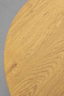 Stolik Kawowy Okrągły Naturalny Blat MDF Ø80 Cm Podstawa Biała Stalowa*KARE Design Clearance
