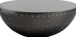 Stolik Kawowy Podstawa Grafitowa Włókno Szklane I Aluminium Ø83 Cm Blat Szklany*KARE Design Online