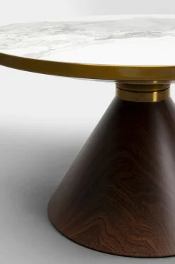 Stolik Kawowy Z Ceramicznym Blatem Podstawa Brązowa Ø70 Cm*KARE Design Outlet