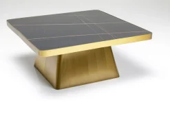 Stolik Kawowy Z Marmurowym Blatem I Złotą Podstawą 80x80 Cm*KARE Design New
