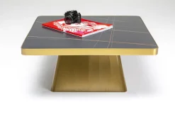 Stolik Kawowy Z Marmurowym Blatem I Złotą Podstawą 80x80 Cm*KARE Design New