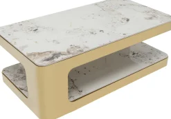 Stolik Kawowy Z Półką Biało-złoty Ceramika I Stal Nierdzewna 130x70 Cm*KARE Design Discount