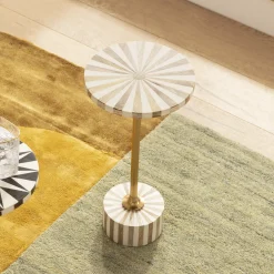 Stolik Pomocniczy MDF I Stal Biało-złoty Ø40x50 Cm*KARE Design Sale