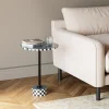 Stolik Pomocniczy Niebieski MDF I Stal Ø40x50 Cm Szachownica*KARE Design