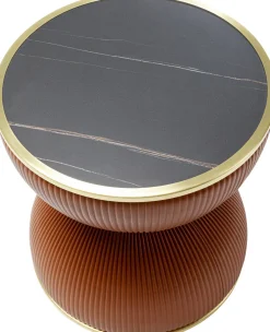 Stolik Pomocniczy Okrągły Brązowy Blat Czarny Ø47 Cm*KARE Design Best