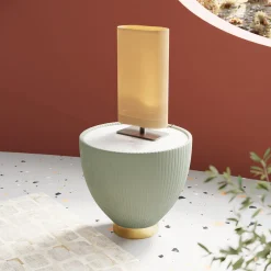 Stolik Pomocniczy Okrągły Zielony Podstawa Złota Ø47 Cm*KARE Design
