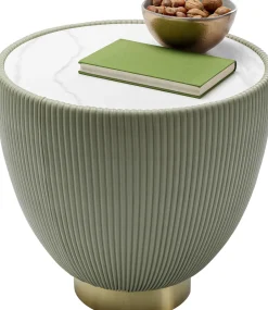 Stolik Pomocniczy Okrągły Zielony Podstawa Złota Ø47 Cm*KARE Design