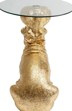 Stolik Pomocniczy Złoty Hipopotam Blat Szklany Ø48xH60 Cm*KARE Design Hot