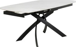 Stół Rozkładany Blat Ceramiczny Biały Podstawa Stal Czarna 120-180x90 Cm*KARE Design Discount