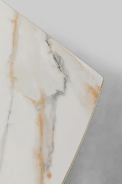 Stół Rozkładany Blat Ceramiczny Biały Podstawa Stal Czarna 120-180x90 Cm*KARE Design Discount