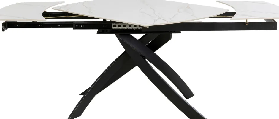 Stół Rozkładany Blat Ceramiczny Biały Podstawa Stal Czarna 120-180x90 Cm*KARE Design Discount