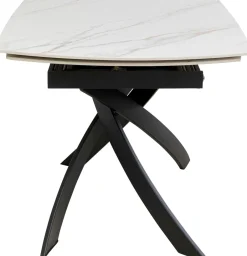 Stół Rozkładany Blat Ceramiczny Biały Podstawa Stal Czarna 120-180x90 Cm*KARE Design Discount