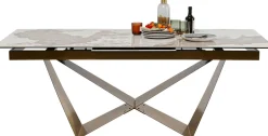Stół Rozkładany Blat Szkło I Kamionka Nogi Stal Nierdzewna 200-260x100 Cm*KARE Design Discount