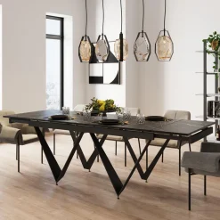 Stół Rozkładany Czarny Blat Ceramika Nogi Stalowe 180-260x90 Cm*KARE Design Hot