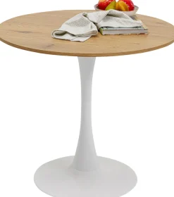 Stół Skandynawski W Okleinie Dębowej Noga Biała Ø80 Cm*KARE Design Discount