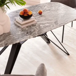Stół Z Granitowym Blatem I Czarnymi Stalowymi Nogami 200x100 Cm*KARE Design Online