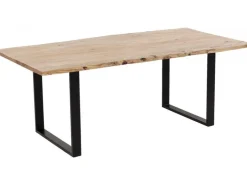 Stół Z Naturalnym Drewnianym Blatem I Czarnymi Metalowymi Nogami 160x80 Cm*KARE Design