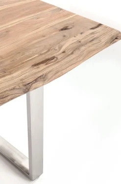 Stół Z Naturalnym Drewnianym Blatem I Czarnymi Metalowymi Nogami 160x80 Cm*KARE Design