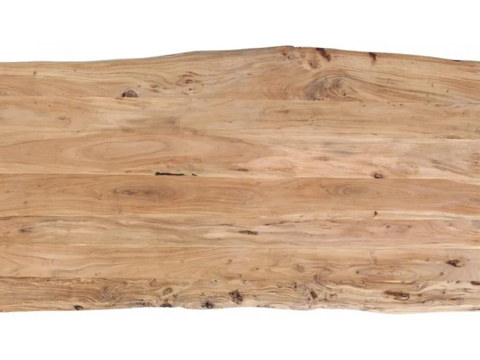 Stół Z Naturalnym Drewnianym Blatem I Czarnymi Metalowymi Nogami 160x80 Cm*KARE Design