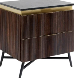 Szafka Nocna Catalina 51x58 Cm Drewno Mango Ciemnobrązowe - Blat Marmur*KARE Design Sale