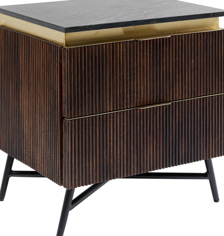 Szafka Nocna Catalina 51x58 Cm Drewno Mango Ciemnobrązowe - Blat Marmur*KARE Design Sale