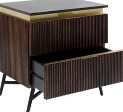 Szafka Nocna Catalina 51x58 Cm Drewno Mango Ciemnobrązowe - Blat Marmur*KARE Design Sale