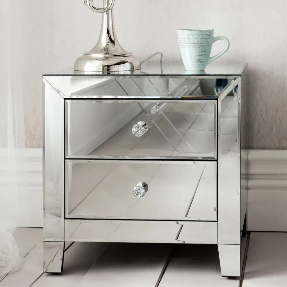 Szafka Nocna Luxury 50x49 Cm Wykończenie Szklane*KARE Design Hot