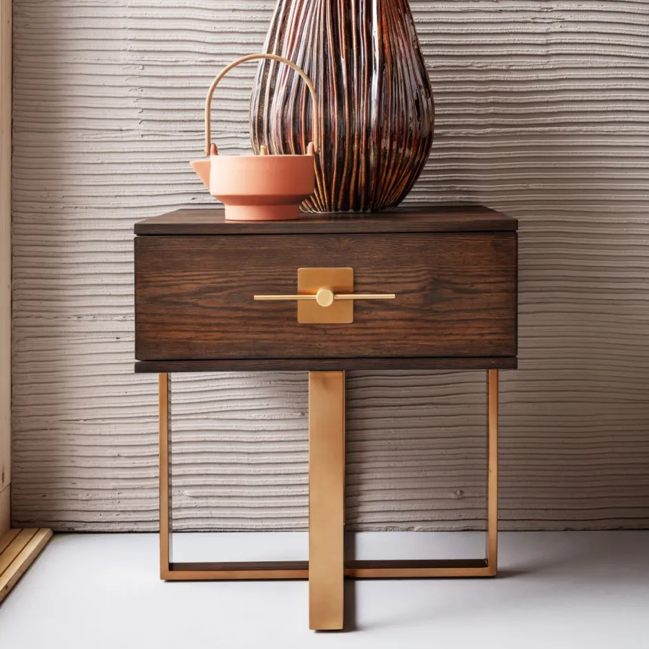 Szafka Nocna Osaka 55x60 Cm Brązowa*KARE Design Outlet