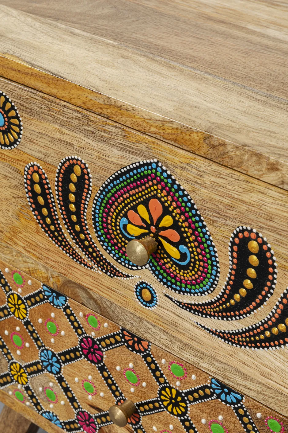 Szafka Nocna Z 2 Szufladami Drewno Mango Kolorowe Ornamenty 50x46 Cm*KARE Design New