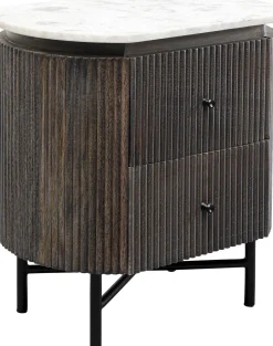 Szafka Nocna Z 2 Szufladami Drewno Mango I Marmur 50x55 Cm*KARE Design New