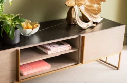 Szafka RTV Cesaro 160x50 Cm Naturalna - Blat Ceramika*KARE Design Online