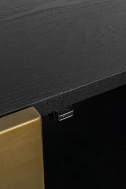 Szafka RTV 4-drzwiowa Czarno-złota Front Stal Nierdzewna 180x45 Cm*KARE Design Best