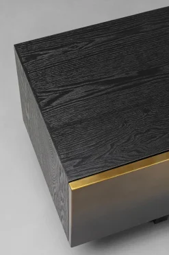 Szafka RTV 4-drzwiowa Czarno-złota Front Stal Nierdzewna 180x45 Cm*KARE Design Best