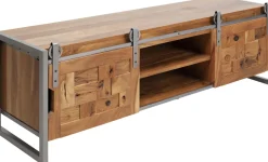 Szafka RTV Drzwi Przesuwne Drewno Akacjowe Nogi Stalowe 145x45 Cm*KARE Design Best