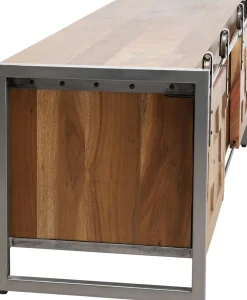 Szafka RTV Drzwi Przesuwne Drewno Akacjowe Nogi Stalowe 145x45 Cm*KARE Design Best