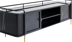 Szafka RTV Stalowa Czarna Blat Szklany 160x48 Cm*KARE Design Online