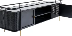 Szafka RTV Stalowa Czarna Blat Szklany 160x48 Cm*KARE Design Online