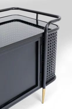 Szafka RTV Stalowa Czarna Blat Szklany 160x48 Cm*KARE Design Online