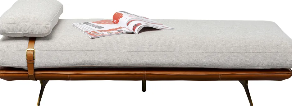 Szezlong - Leżanka Ekskluzywna Skóra Naturalna I Len 187 Cm*KARE Design Sale