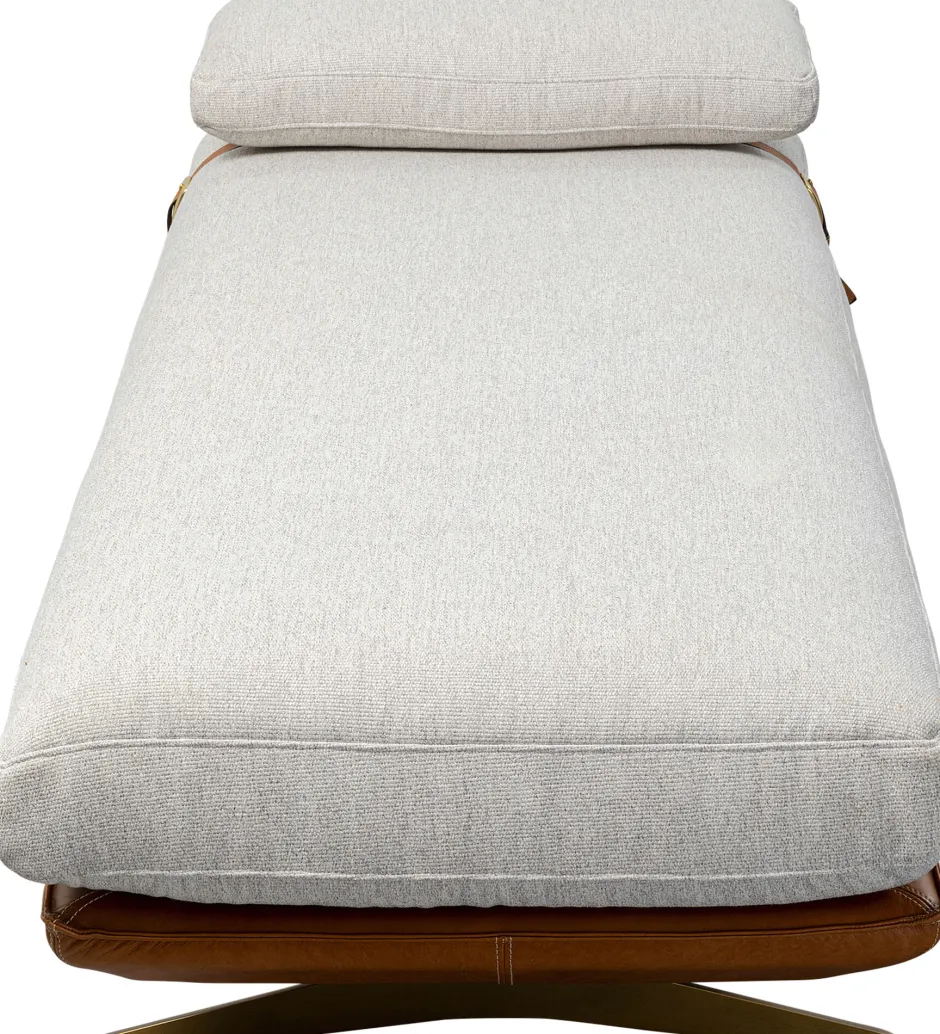 Szezlong - Leżanka Ekskluzywna Skóra Naturalna I Len 187 Cm*KARE Design Sale