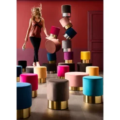 Taboret Cherry Ø35 Cm Czarny Podstawa Złota*KARE Design Online